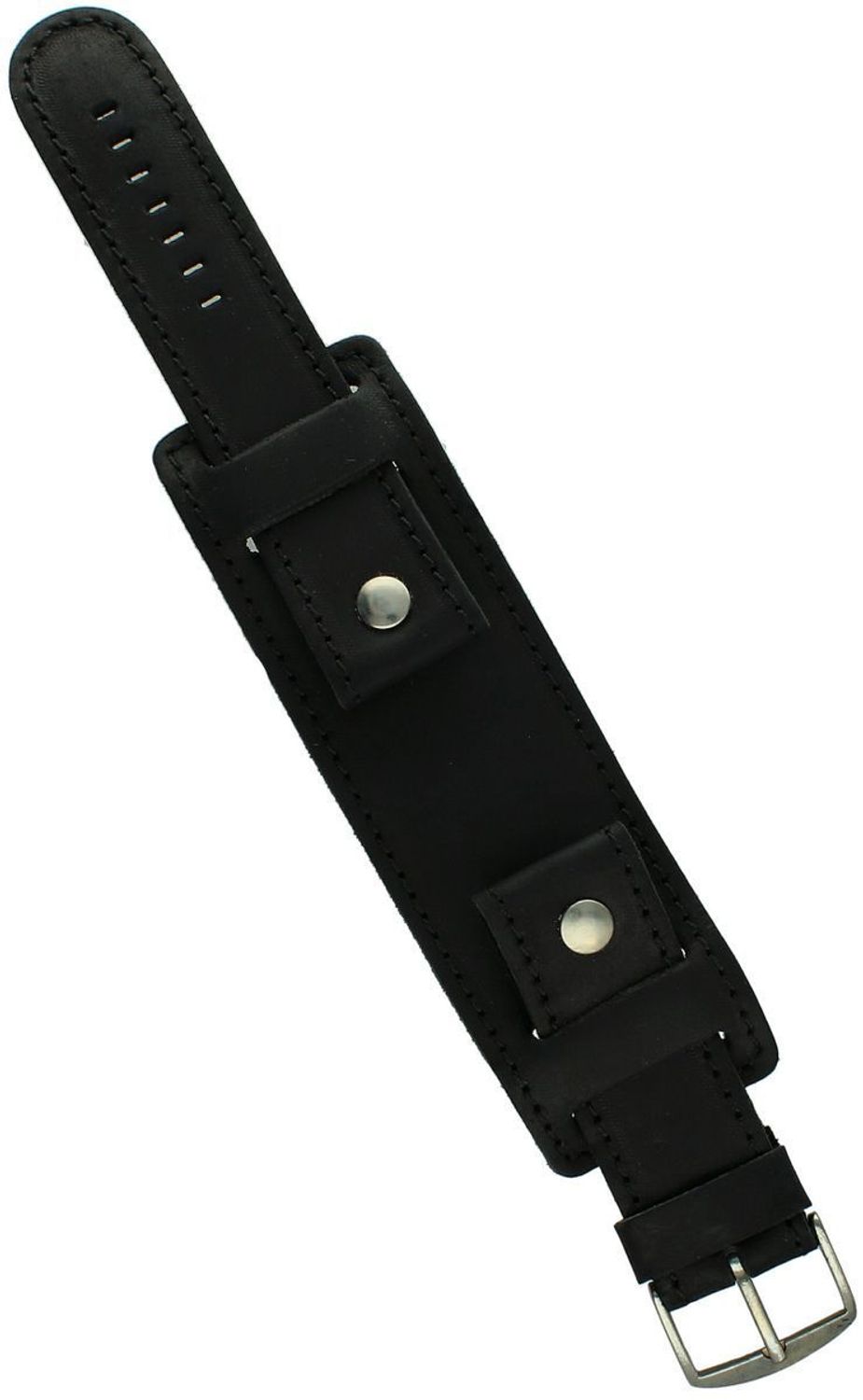 Czarny pasek do zegarka z podkładką. Długość 25,5 cm, szerokość przy mocowaniu 18 mm, szerokość podkładki 4,1 cm. Komfortowy i stabilny pasek do zegarków z większą kopertą.1.jpg